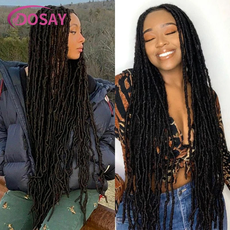 Dosay-Peluca de cabello sintético para mujeres negras, cabellera suave de ganchillo, encaje frontal, largo, negro, trenzado, a la venta