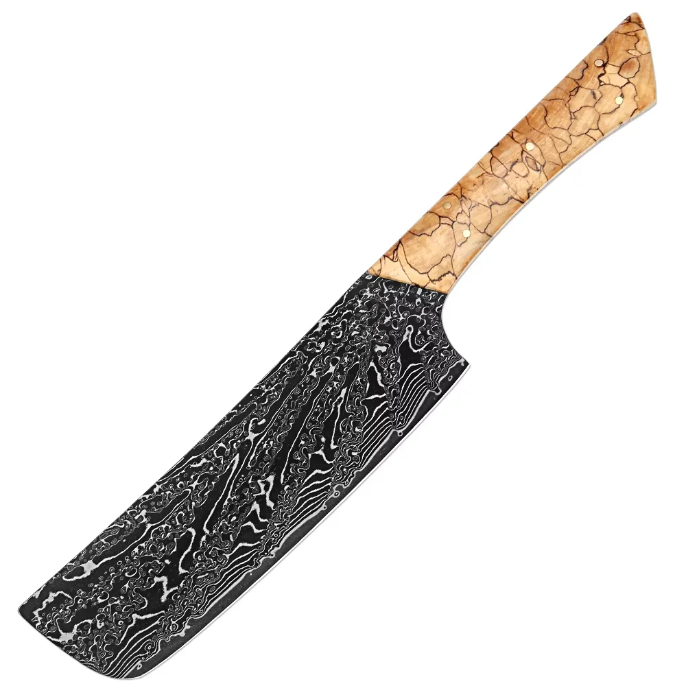

7 Inch Nakiri Knife Japanese Kitchen Knife,Full Tang Sharp 67-Layer Damascus Steel Chef Knife Vegetable Knife Woven Wood Handle