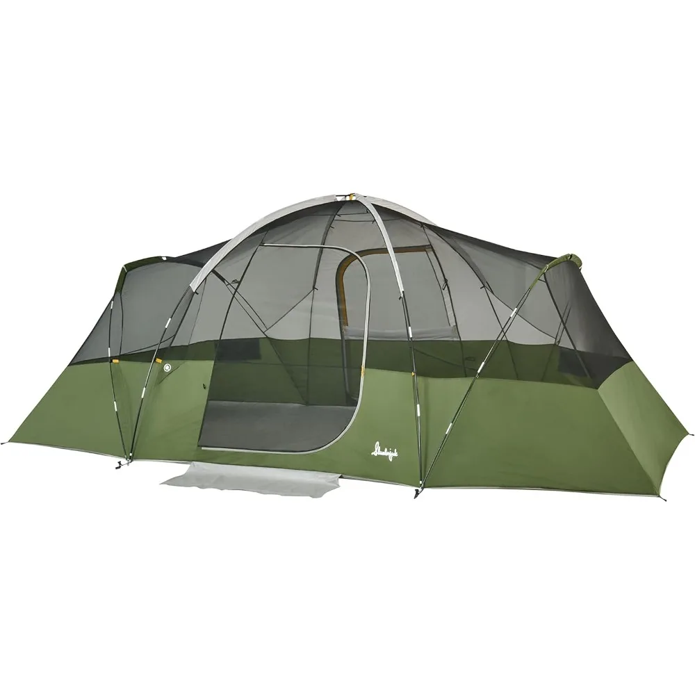 خيمة Aspen Grove مكونة من 8 أشخاص للتخييم العائلي مع غرفتين ومقسم ومدويات فردية وطيران كامل ودهليز