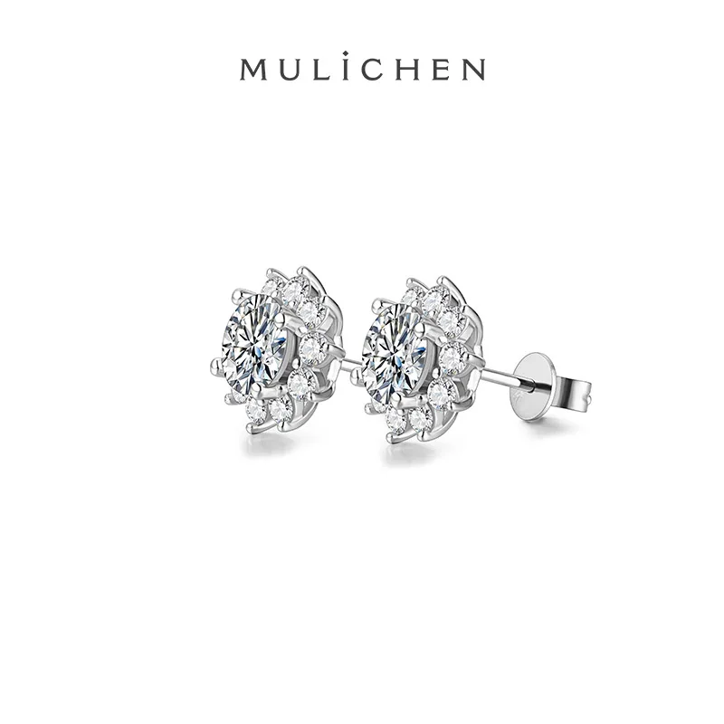 1ct Moissanite Earrings Women's Shape Snowflake 925 Sterling Silver Earrings With Free Shipping