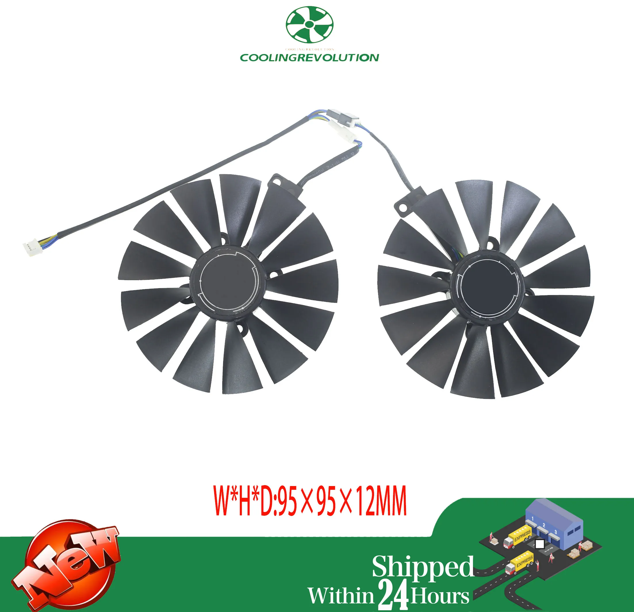 T 129215 Wentylator chłodzący SM 95 mm do kart graficznych do gier ASUS STRIX RX 470 580 570 GTX 1050Ti 1070Ti 1080Ti