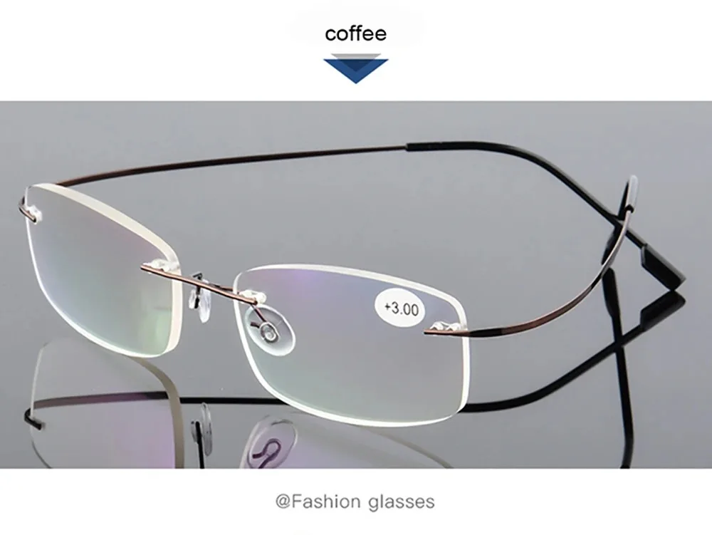 Titan Legierung Randlose Lesebrille Licht Quadratische Flexible Blau Beweis Gläser Rahmen Frauen Anti-Blue Ray Gläser Männer – Detail 9