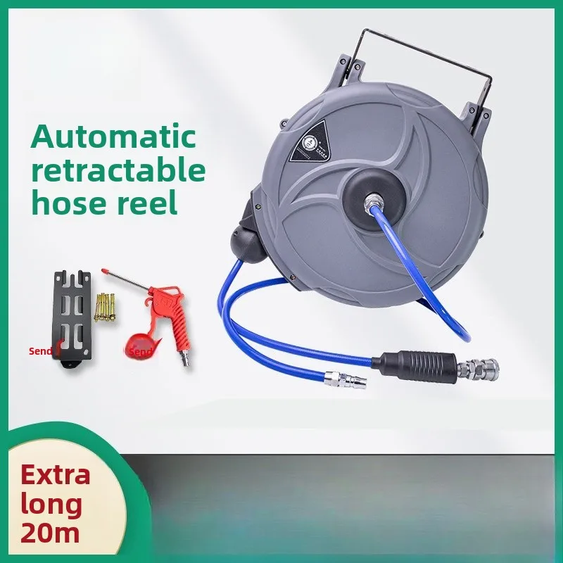 Car Detailing Air Line Reel, Reinforced PU Yarn Tube, Auto Retractable Drum for Tire Inflation Work