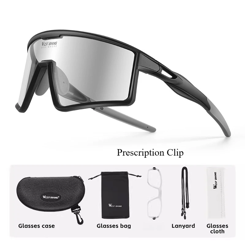 

Photochromic Sports Prescription Sunglasses Professional Customized Prescription Clip Fashion Large Frame Cycling Sunglasses