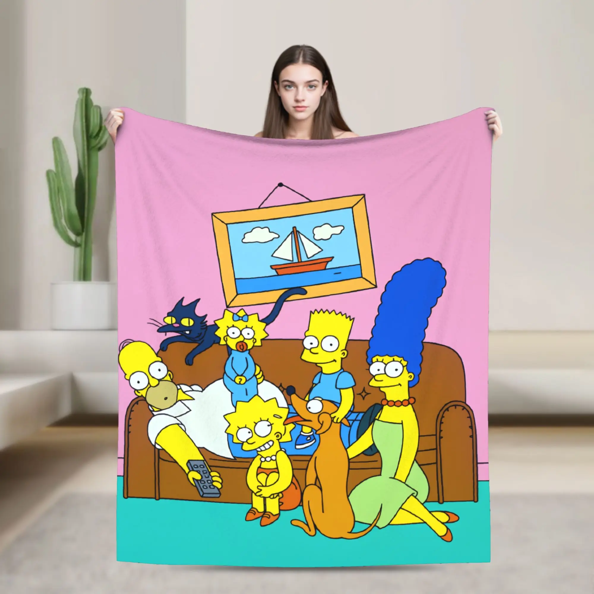 Blanket The S-Simpsons Travel Office Flannel Bedding Throws For Couch Chair Super Warm Design Bedspread Birthday Present