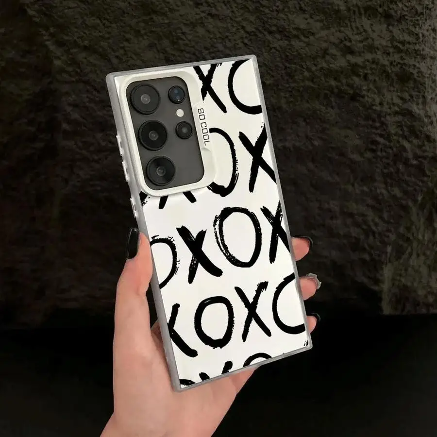 حافظة لهاتف سامسونج جالاكسي S25 Plus S24Ultra Note 20 Ultra S21 S24 FE S22 Ultra S25 S23 S20 FE حروف ممتعة XX #3