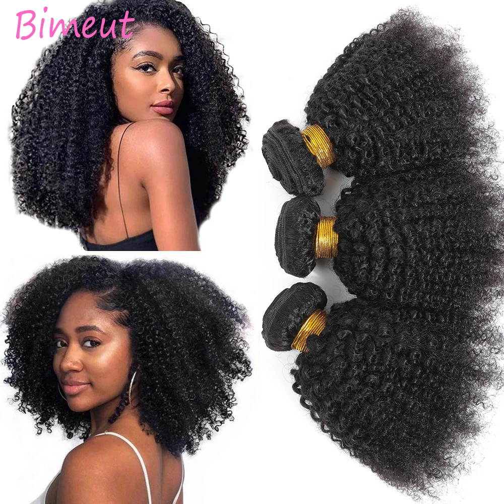 12A Afro Kinky Curly Bundles Mongolian 100% Unprocessed Virgin Hair Afro Curly Human Hair Extensions for Women Natural Color