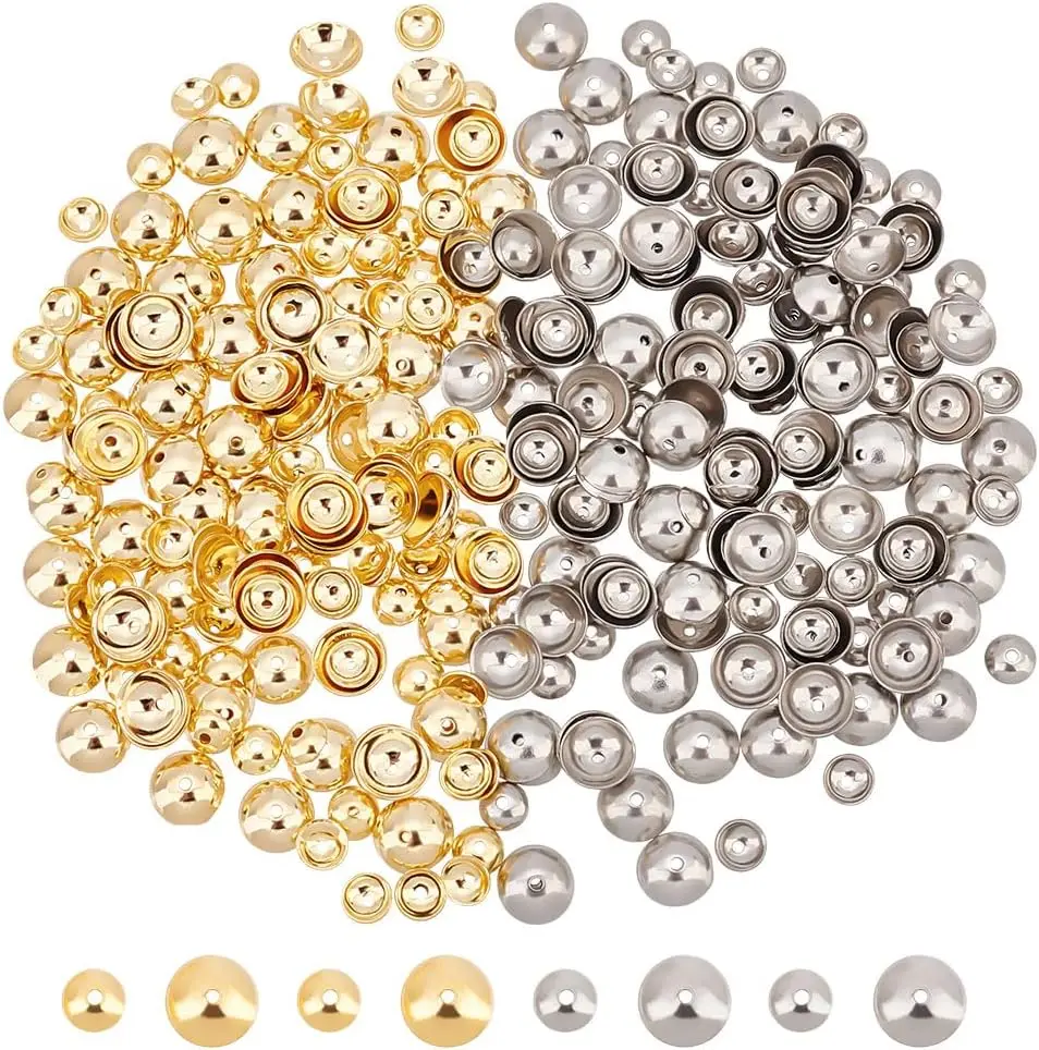 50Pcs/Lot 3-10mm Stainless Steel Bead End Caps Spacers For DIY Bracelet Necklace Earrings Jewelry Making Accessories Materials