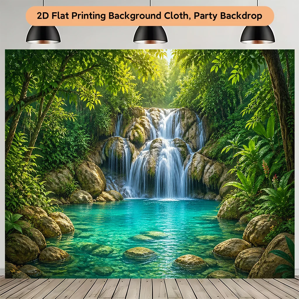 Luxury Tropical Waterfall Tapestry Wall Hanging Jungle Backdrop Cloth Polyester Print for Home Decoration Party Decor Waterproof