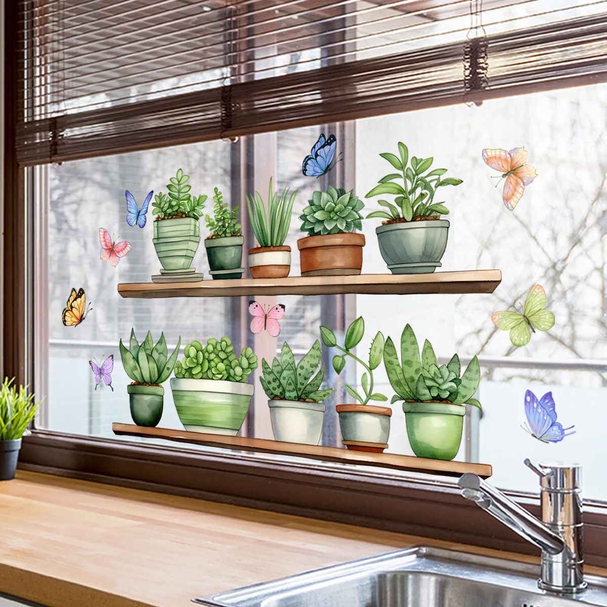 ミニマリストと新緑の植物ウィンドウステッカー ホームディスプ - Monstera Thai Constellation のレビューと価格
