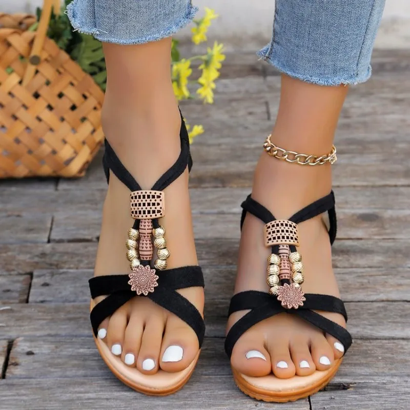 New Women Solid Color Wedge Sandals  New Ankle Buckle Non Slip Gladiator Shoes Woman Fashion Chunky Platform Sandalias Mujer