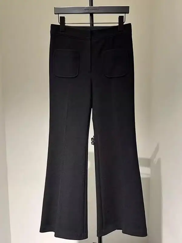 Spodnie z elastyczną gumką w pasie, ocieplane na zimę, codzienne, z wysokim stanem, proste nogawki, lekko rozszerzane, damskie, wysokiej jakości włókno poliestrowe.