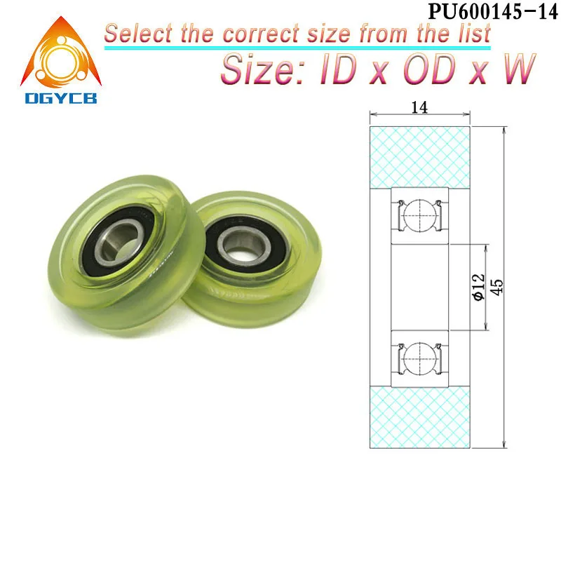 1pcs 15 mm Shaft Hole 43 mm Diameter Polyurethane Covered Bearing PU620243-15 PU Coated Mute Roller PU6202 Rubber Flat Pulley