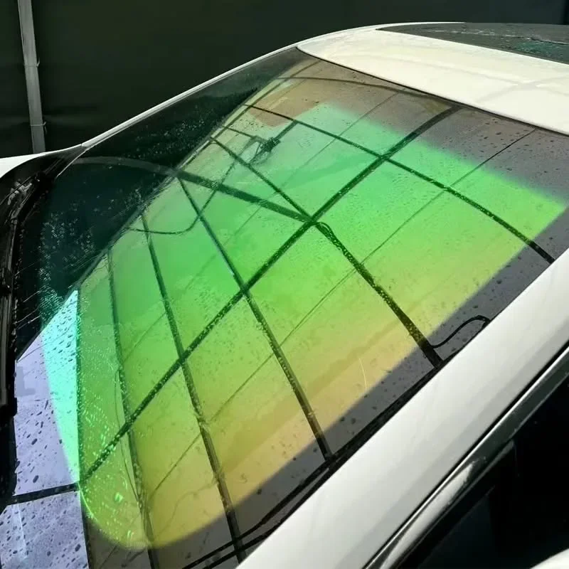 Precio de fábrica, tinte camaleón de 100 pies, 80% VLT, cambio de Color arcoíris, autoadhesivo azul, película Solar para ventana de coche con vista Ultra