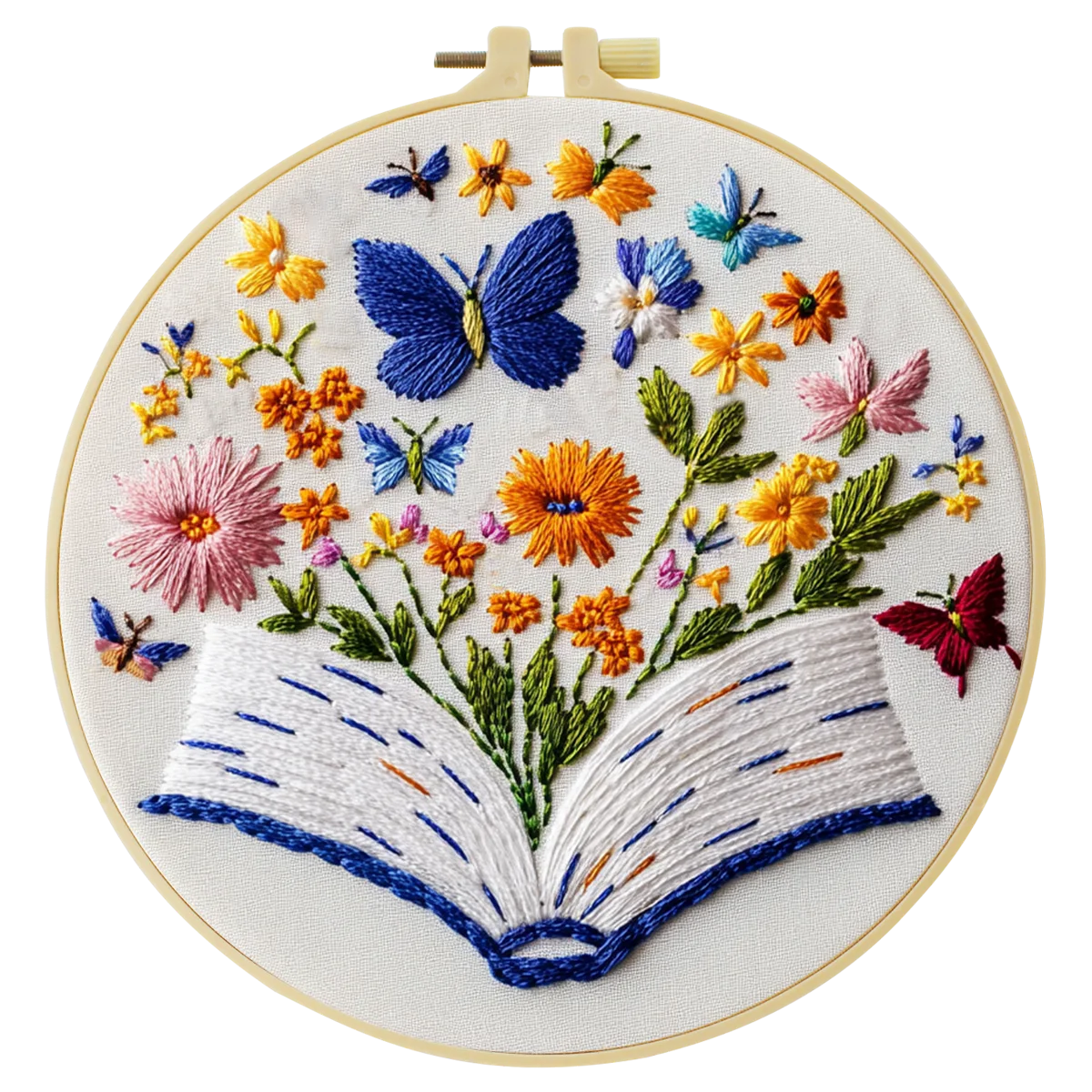 1 Stück 20X20CM/15X15CM 7,87/6,3 Zoll Blumen- und Schmetterlings-Stickerei-Starter-Kit DIY-Kit DIY-Stickerei-Set Handarbeiten – Detail 4