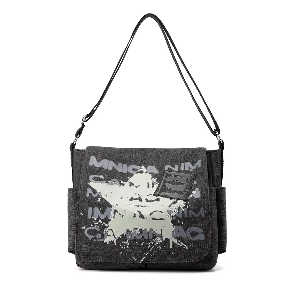

Canvas Messenger Bag for Men and Women Printing Star Vintage Crossbody Shoulder Satchel for College Work Travel