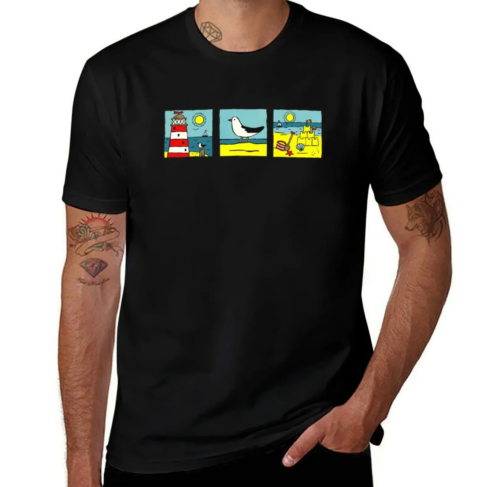 Beach, Gull and Lighthouse T-Shirt graphic tee shirt customs design your own mens graphic t-shirts funny