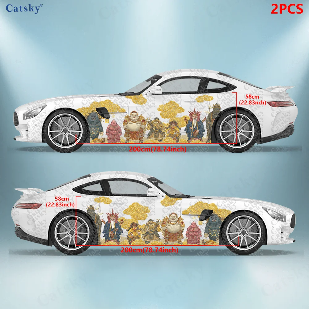 2pcs Decals of demons and ghosts on a golden auspicious cloud, suitable for cars and trucks, durable, fade-resistant, easy to in