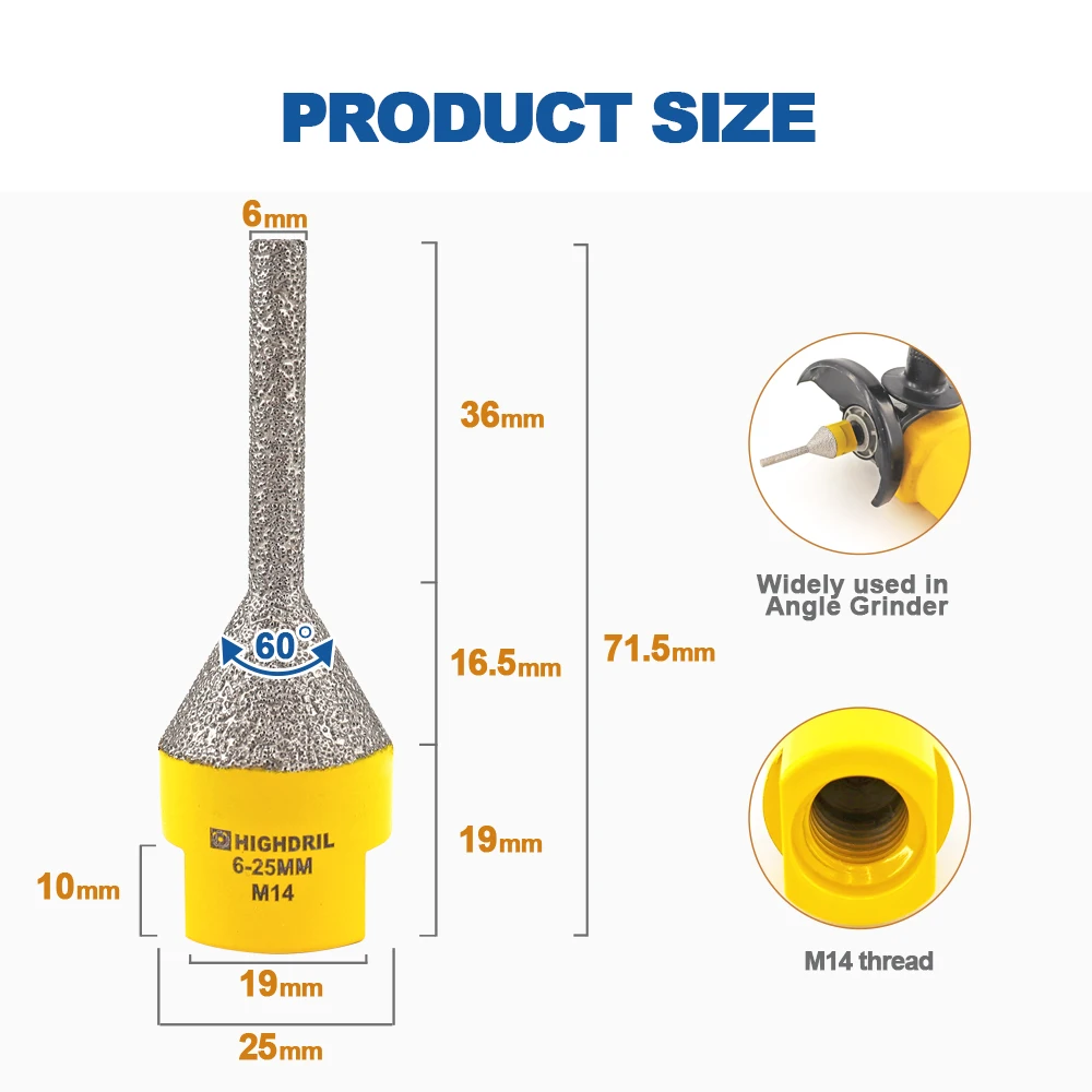 HIGHDRIL Diamond Drilling Bits Wet Exist Hole Saw Milling Cutter Polishing M14 Thread For Porcelain Ceramic Marble Granite