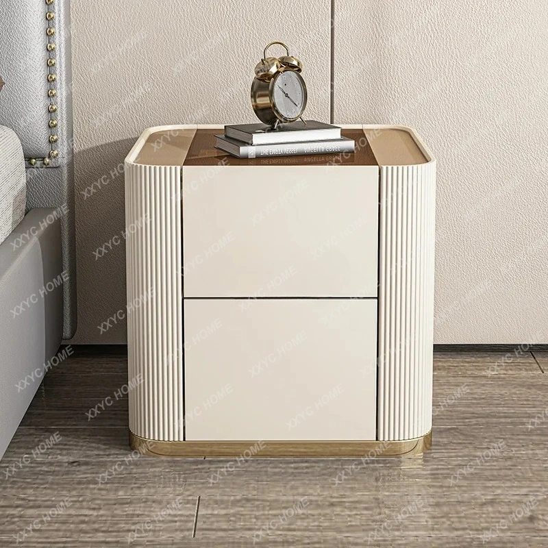 Simple modern bedside table, paint, light luxury storage, minimalist storage, bedside table