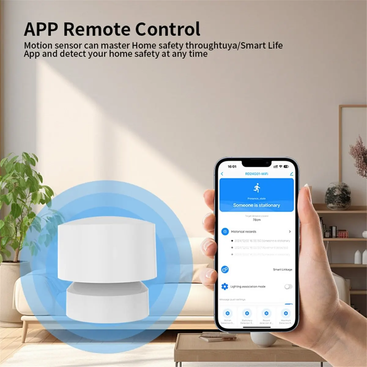 Tuya Zigbee Human Presence Sensor Respiratory Motion Detection Wireless Connection Smart Home Security Alarm
