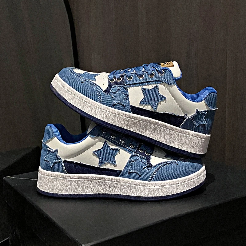 Women Sneakers Fashion Star Skate Shoes Punk Hip Hop Style Student Sports 2 Summer All-match Non-slip Booster Casual Shoes
