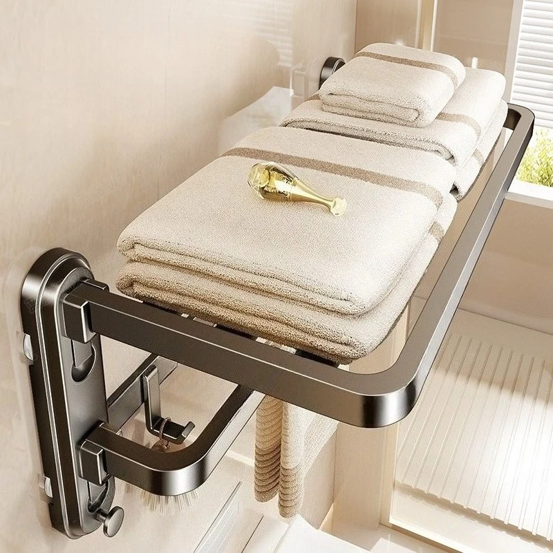Bathroom Wall-mounted Towel Holder No Drill Home Hanging Towel Rack Multifunctional Durable Bathroom Equipment Accessories