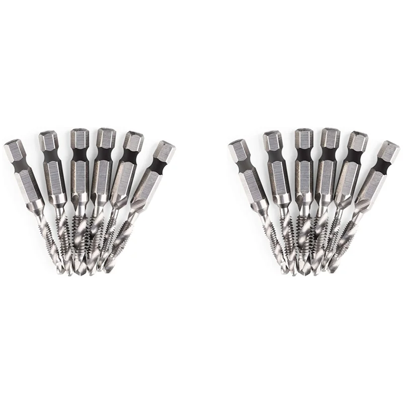 

AS94-12Pcs Drill Tap Set Hex Shank SAE Combination Drill And Tap Bit Set HSS 4341 Screw Tap Deburr Drill Bit