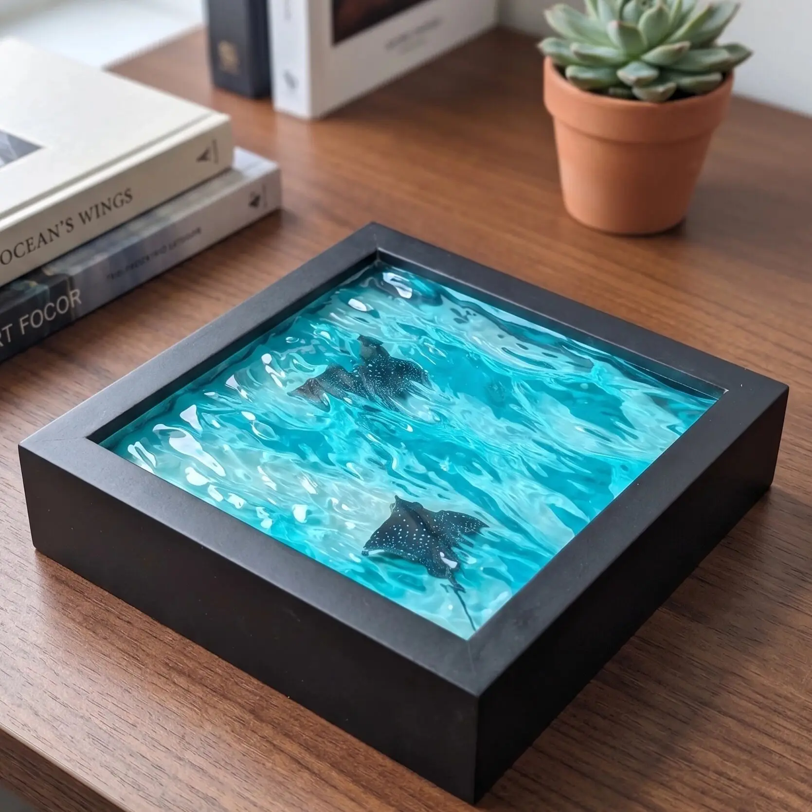 Ocean Themed 3D Wave Resin Desktop Sculpture Ornament Home Decoration Crafts Exquisite Gifts
