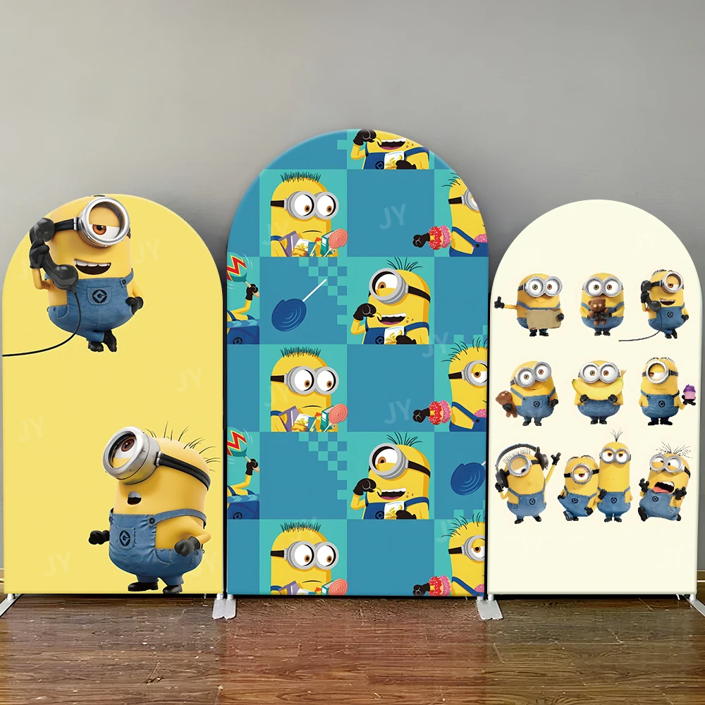 

Minions Arch Backdrop Cover Cute Cartoon Themed Background for Kids Birthday Party, Baby Shower Photo Booth Event Decor