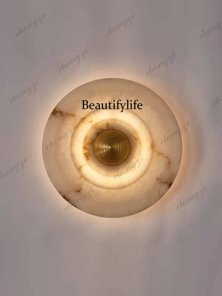Modern light luxury imitation marble wall lamp minimalist creative high sense living room entrance background wall lamp bedroom