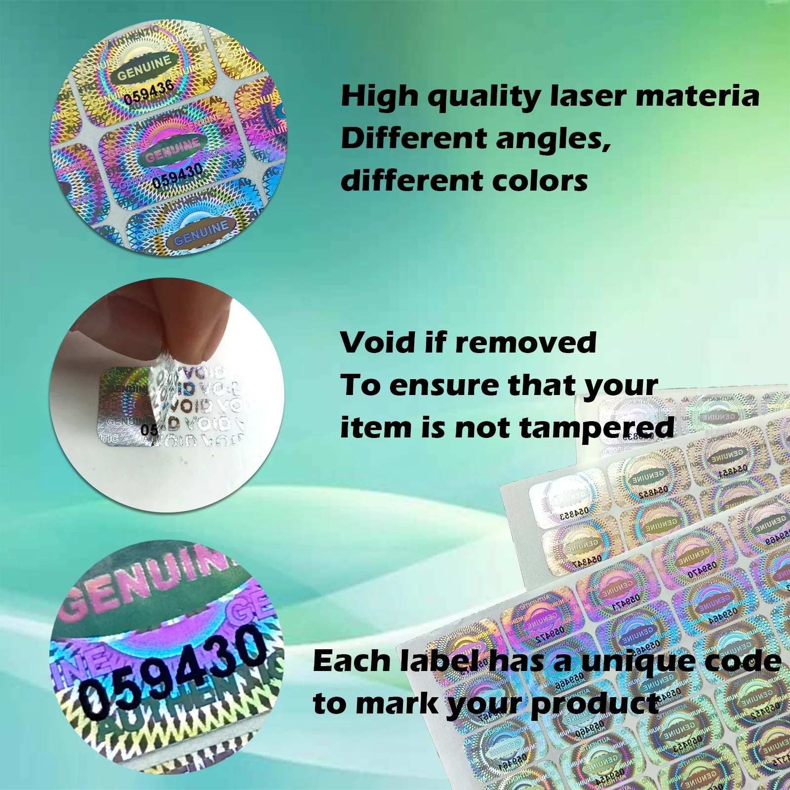 300/600/1200 pcs Security Seal Tamper Proof Stickers Holographic Warranty Void Laser Label with Serial Number Adhesive labels