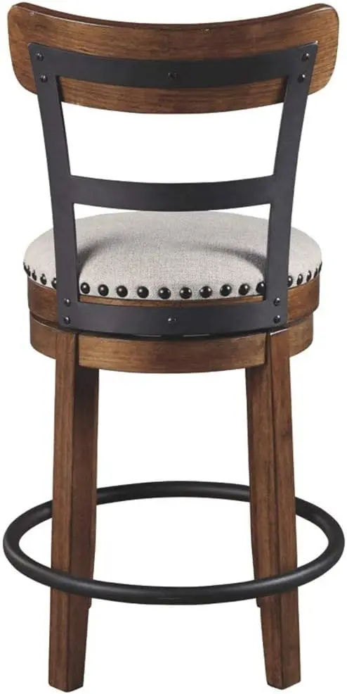 Design by Ashley Rustic Farmhouse 24.5” Counter Height Swivel Bar Stool, Brown