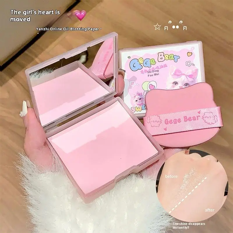 100Sheets Makeup Puff And Oil Blotting Papers With Case Oil Absorbing Sheets Bamboo Charcoal Face Oil Blotting Sheets For Makeup