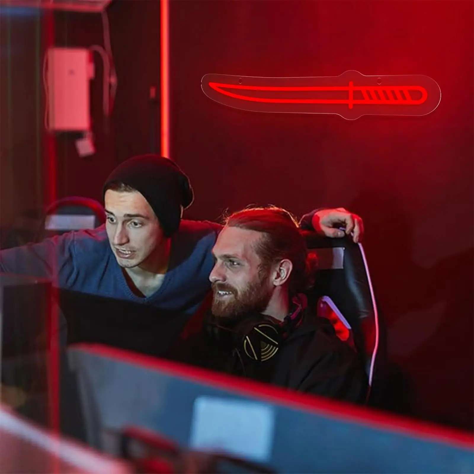 Japanese samurai sword LED neon, USB powered dimmable, study for martial arts enthusiasts, game room, men's cave wall art