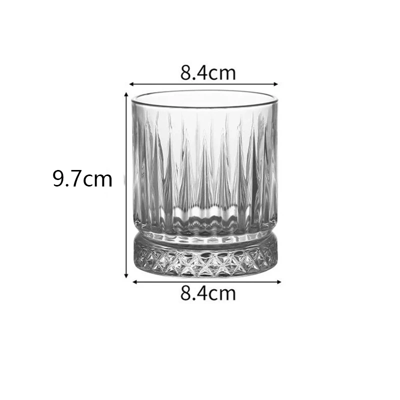 2pcs Set 370ml Diamond Carved Glass Cup 13oz Whiskey Glass Classical Spirits Foreign Wine Glass Set Transparent Beer Brandy Mugs