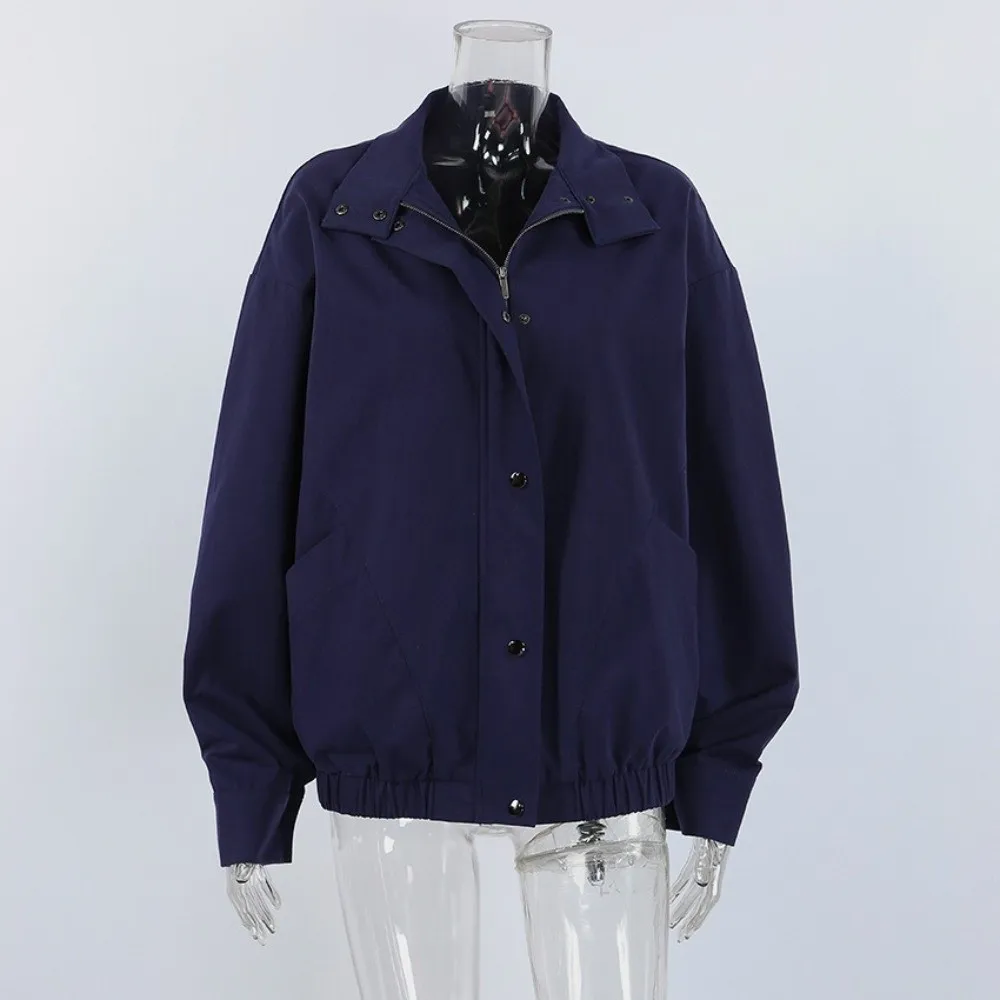 Turn Collar Women Cargo Jacket Relaxed Fit Autumn Winter Ladies Outer Coat Simple Style Cotton Material Cotton Jacket