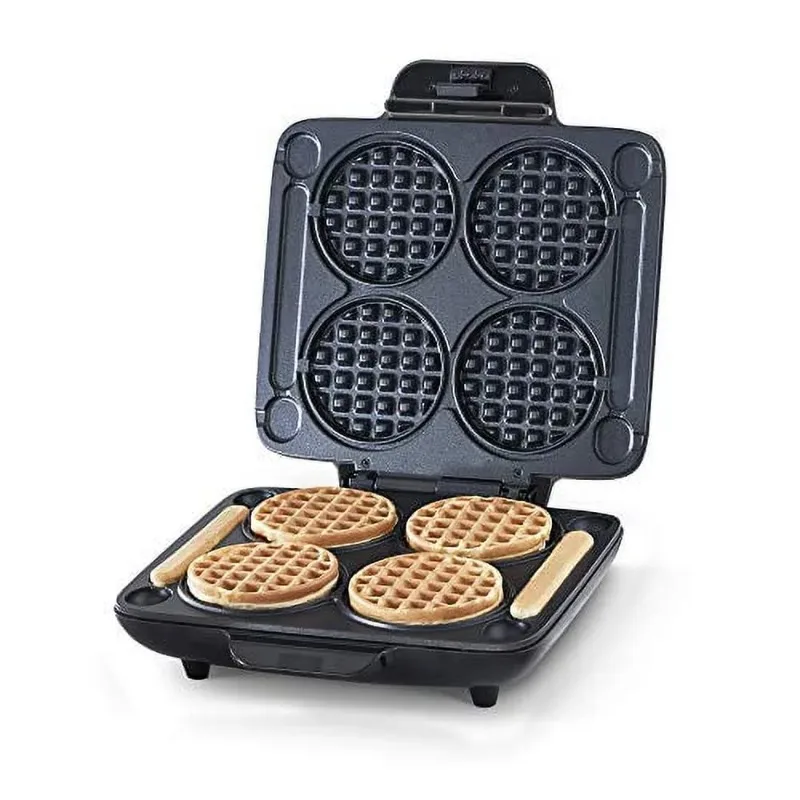 Multi Mini Waffle Maker: Four Mini Waffles, 4 Inch Dual Non-stick Surfaces with Quick Release & Easy Clean