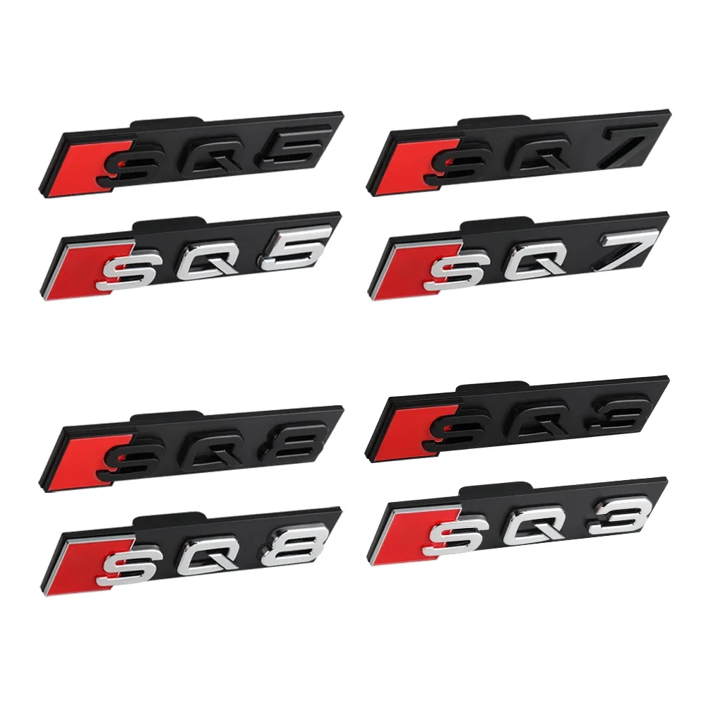 3D ABS Car Front Grille Emblem Sticker Decorative Accessories SQ Badge For Audi SQ3 SQ5 SQ7 SQ8 Logo Auto Styling Modification