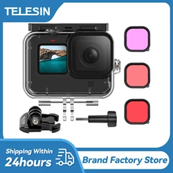 Gopro 12 Hero 12 için ttr 60M su geçirmez konut Case 11 10 9 dalış koruyucu sualtı kapak Lens filtre seti aksesuarları