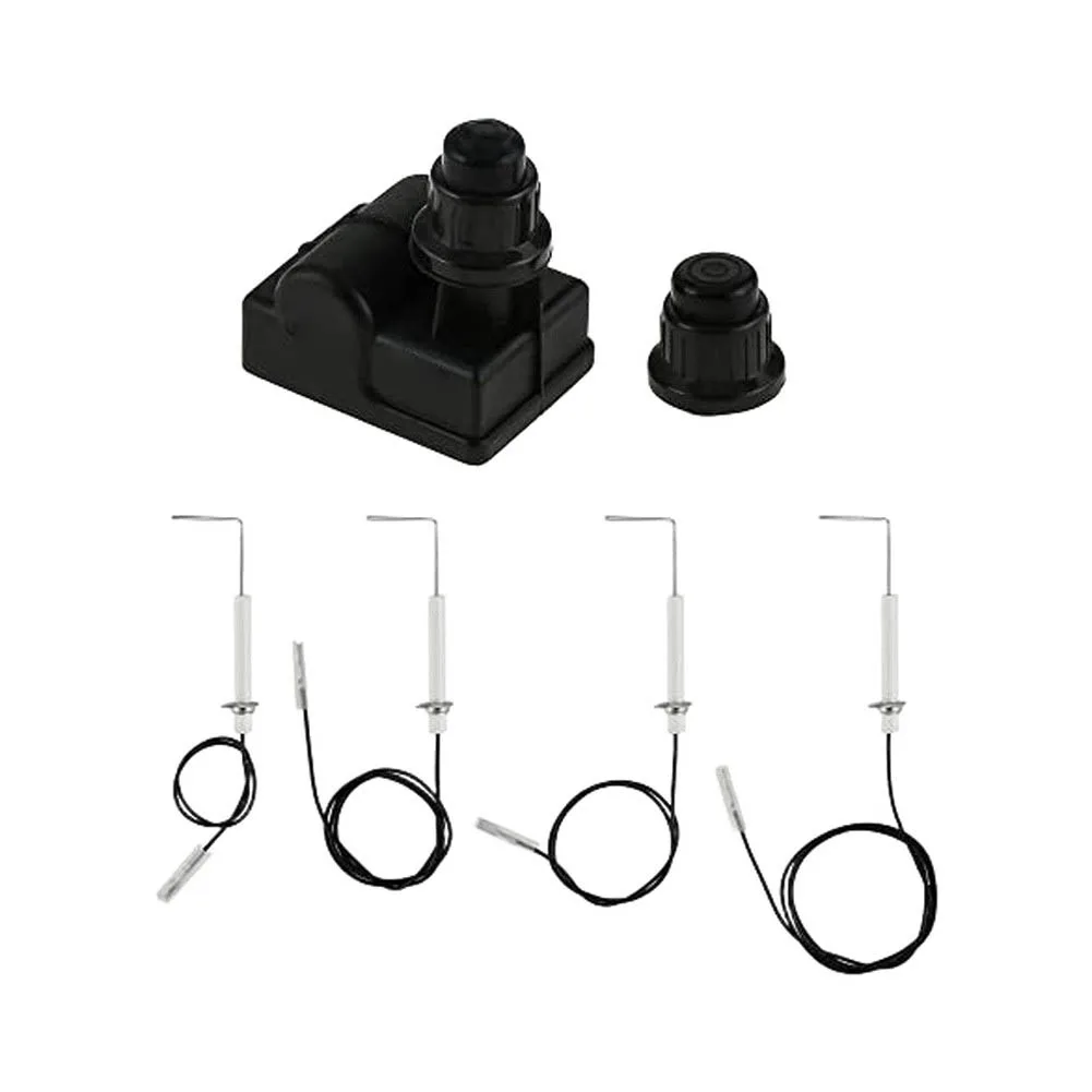 Grill Igniter Component Kit with 4 Outlet Push Button Igniter and Multiple Length Spark Electrodes for Griddle