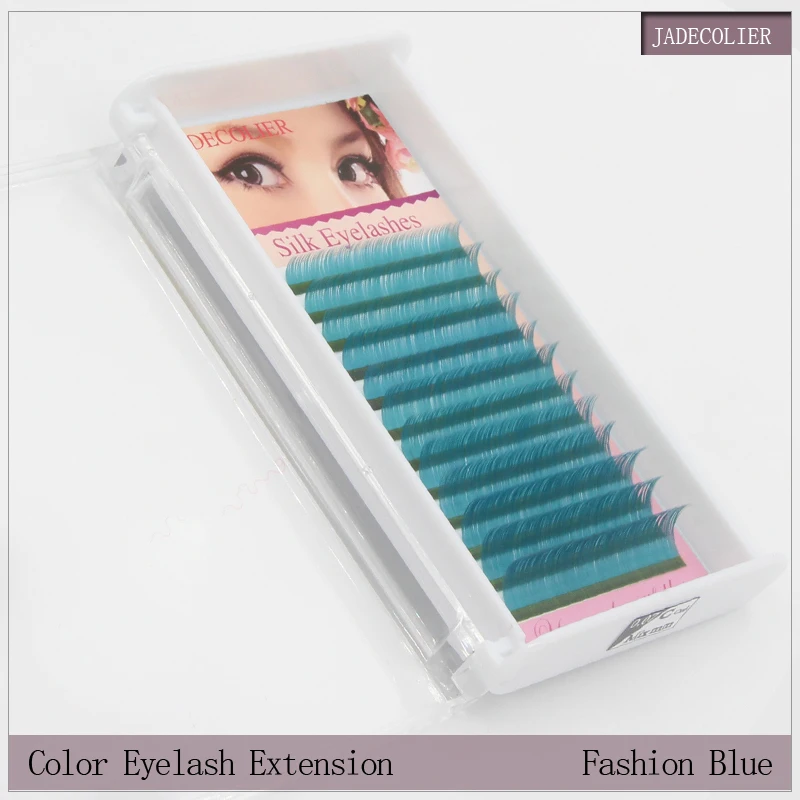 Jadecolier 8-14mm comprimento misto moda cor azul extensão de cílios 0.07mm macio natural longo maquiagem individual cílios c onda