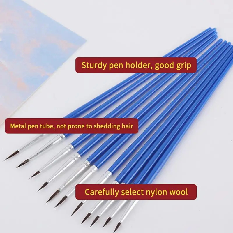 20pcs Professional Painting Brushes Set for Artists Fine Detail Hook Line Pen Multisize Nylon Hair for Acrylic Watercolor Oil C