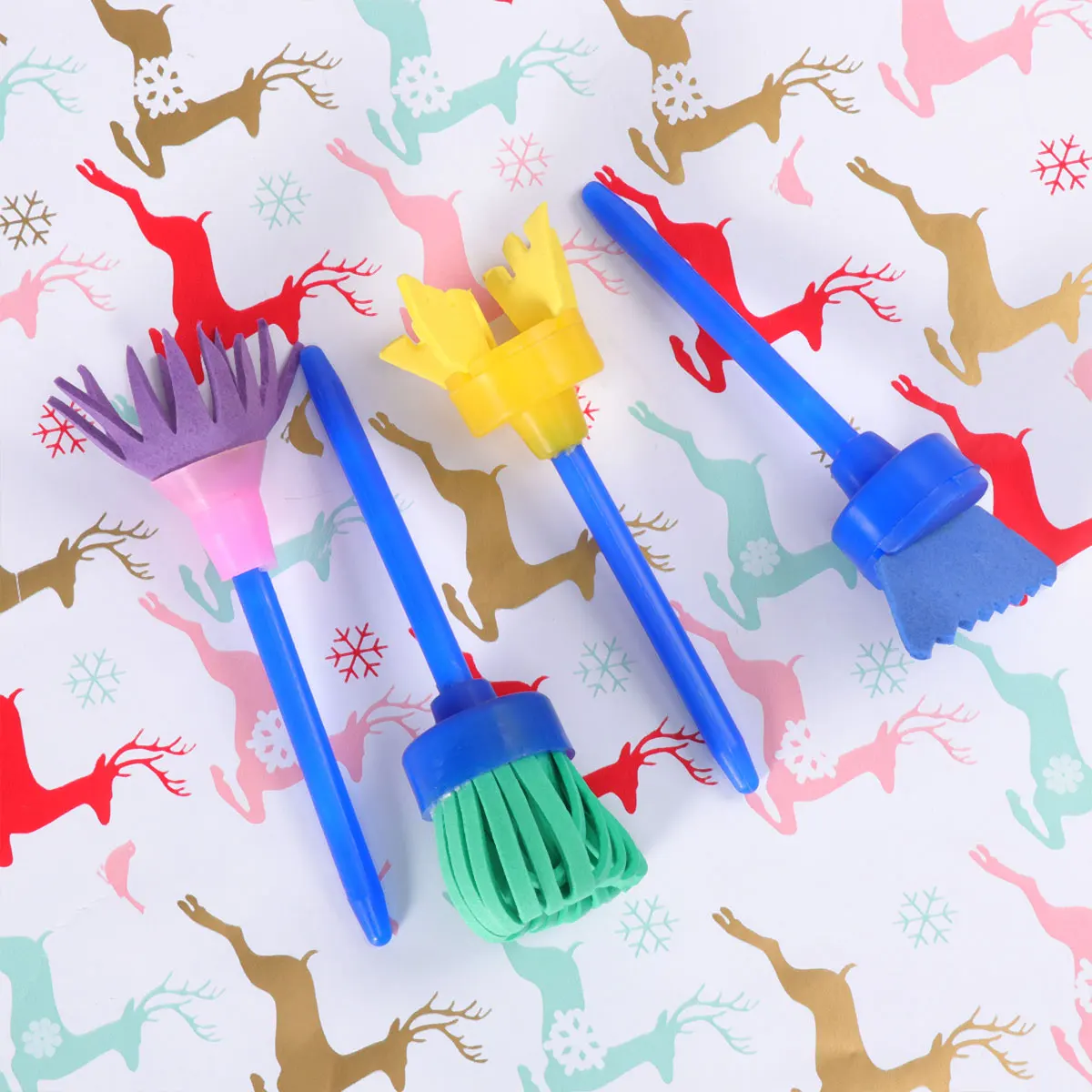 

3pcs Mini Sponge Paint Roller Set Kids Art Tool Brush for Drawing Graffiti Craft Supplies Plastic Handle