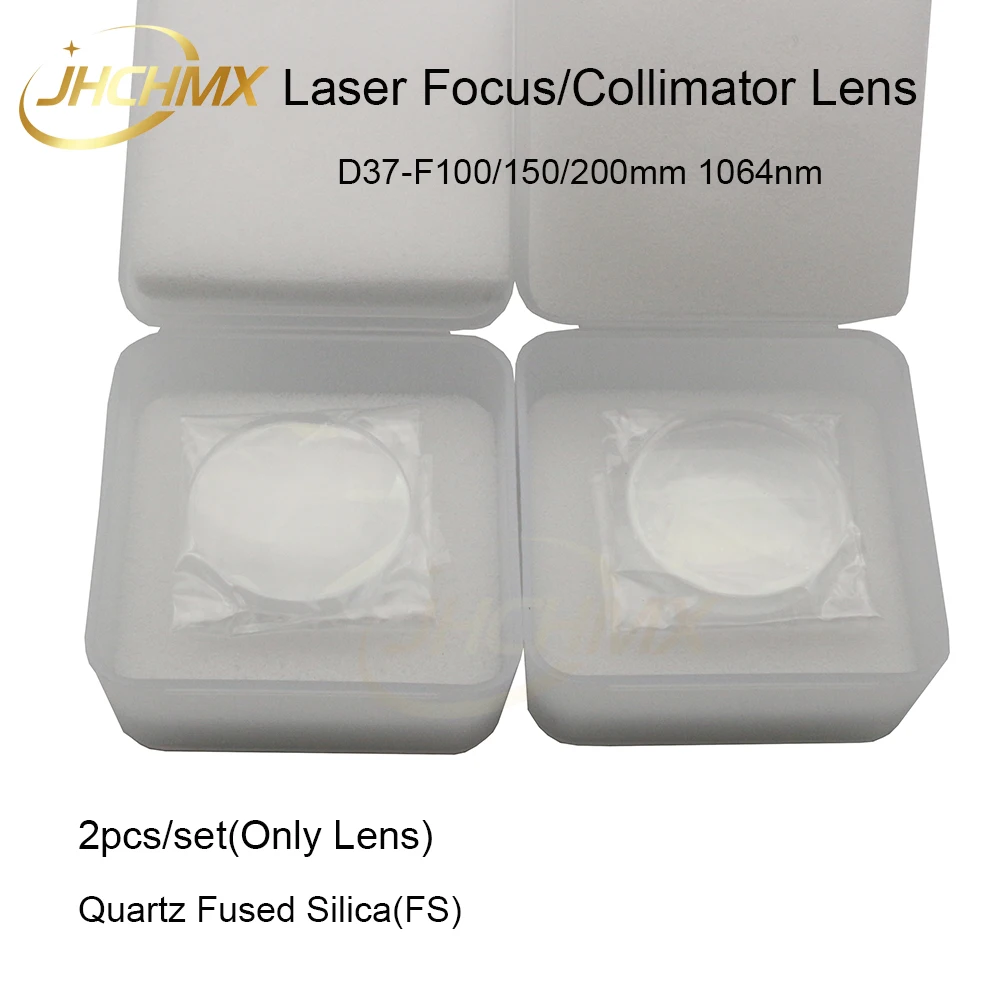 JHCHMX Fiber Laser Cutting Head Focusing Collimator Lens D37 F100/150/190/200mm 1064nm For Raytools WSX Precitec Head