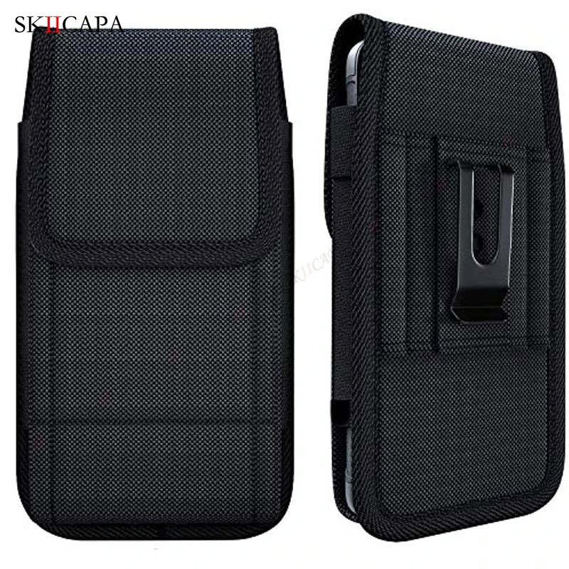 Belt Clip Waist Bag For Samsung Galaxy S24 Ultra Flip Cover Universal Phone Pouch Oxford Cloth Holster For Samsung A05 A05S A15