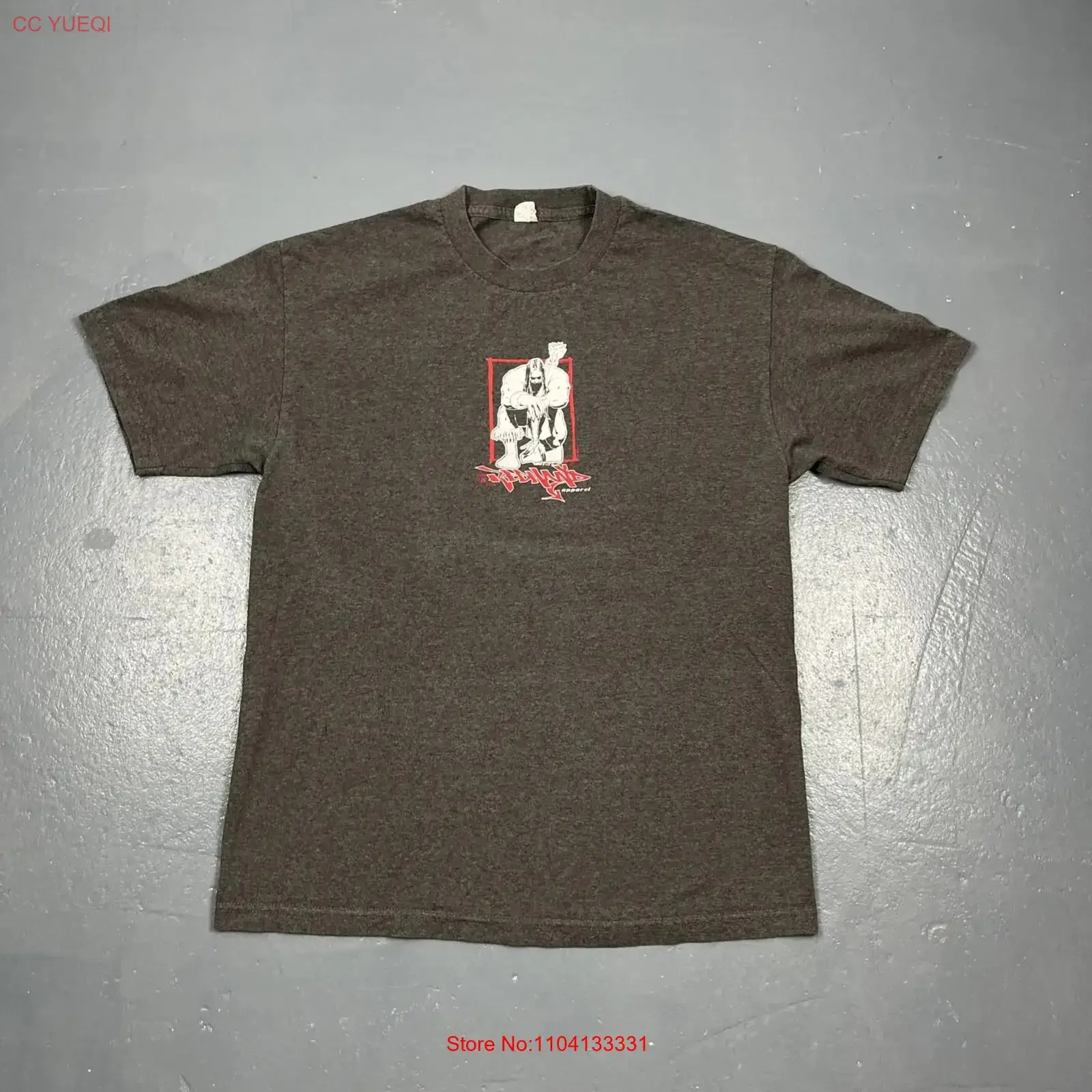 Vintage Y2K RED HAND Apparel Skate T Shirt Grey Large Dbl Sided VTG Grunge Skater vintage Washed homme Unisex Breathable