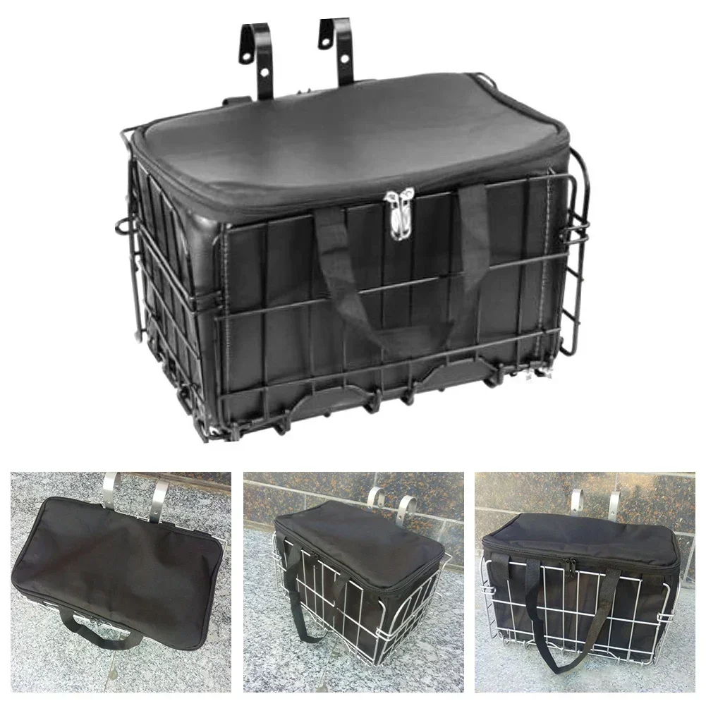 Mountain Bike Folding Hanging Basket Bicycle Basket Basket Front And Rear Trailer Basket With Removable Liner Bag Cycling Parts