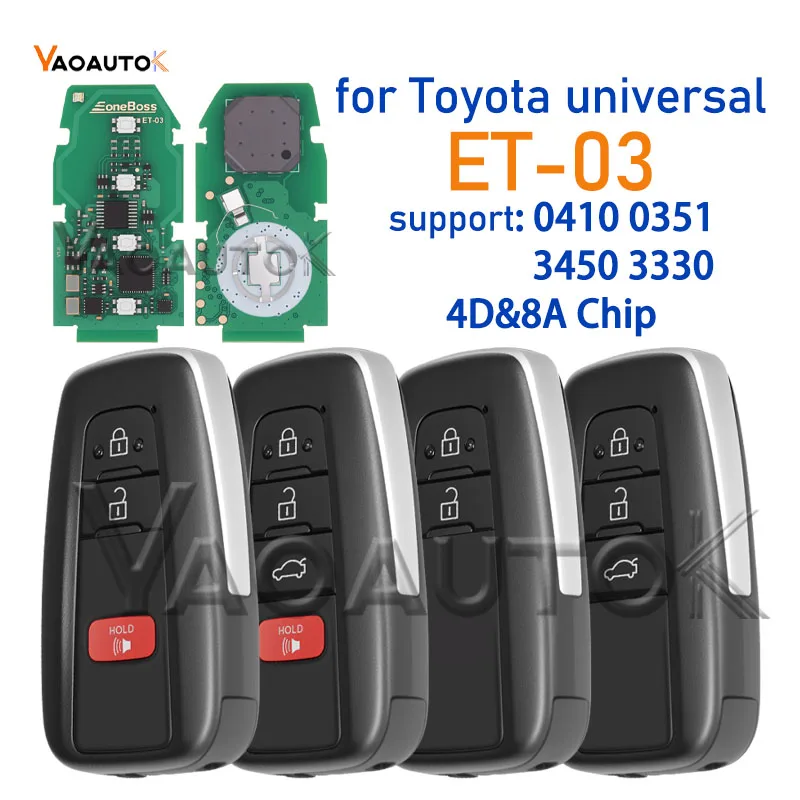 ET-03 4D 8A Smart Key For Toyota Camry CHR Izoa RAV4 Avalon Wildlander EoneBoss Global Bluetooth Remote Keyless 0410 0351 3450