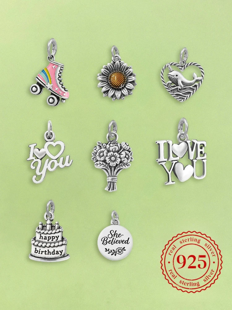 

925 Sterling Silver JamesAvery Vintage Pendants Birthday cake Charms Beads Fit Original Bracelet Necklace DIY Jewelry For Women